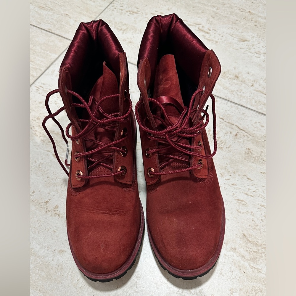 Timberland Suede Ankle Combat Boots Burgundy 8M